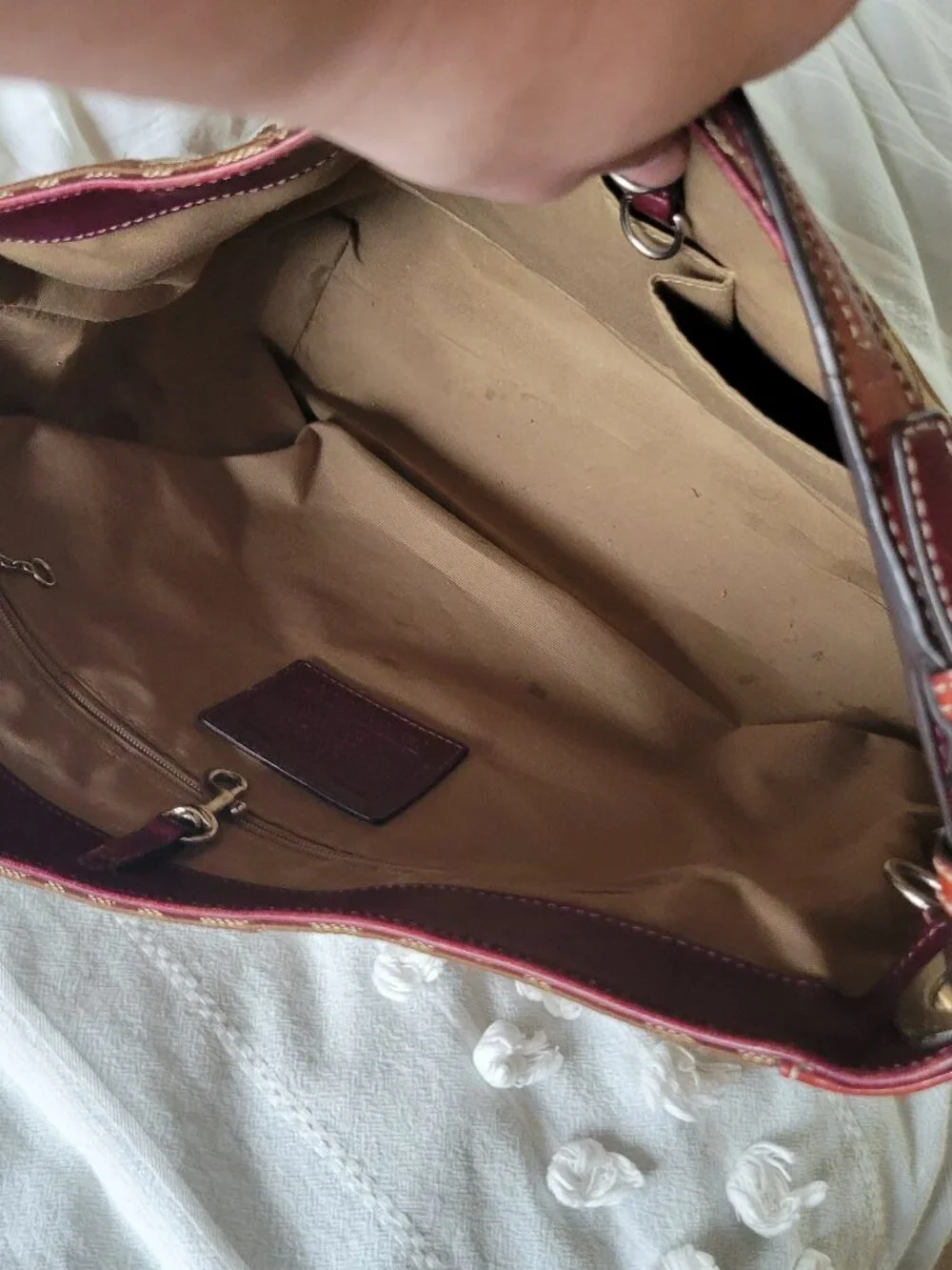 Coach Y2K Soho Signature Canvas Burgundy Saddle Leather Shoulder Bag Vintage 200 - Picture 3 of 11